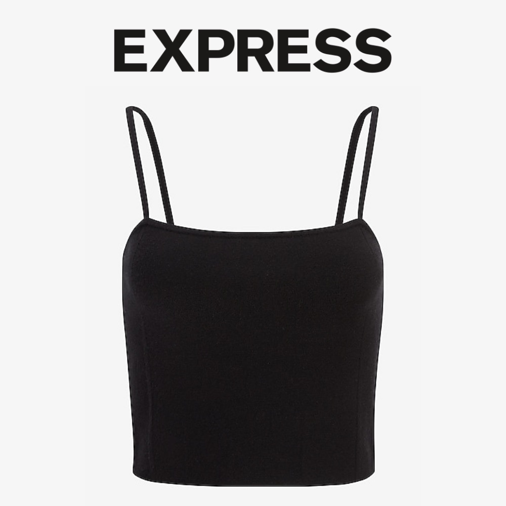 Like New Express Black Cropped Square Neck Sweater Cami Women’s Size XXS